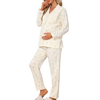 Women's Cotton Pajama Set Long Sleeve Button Down