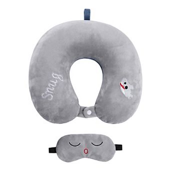 Memory Foam Travel Neck Pillow, U Shape Neck Pillow with Eye Mask