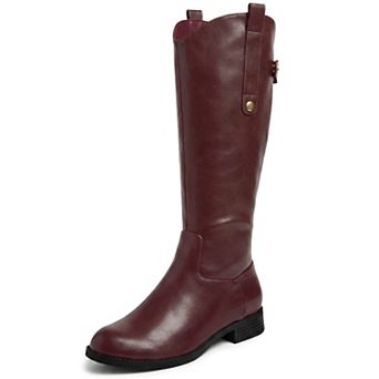 Women's Knee High Boots Chunky Low Heel Riding Boots Back Zipper Tall Boots