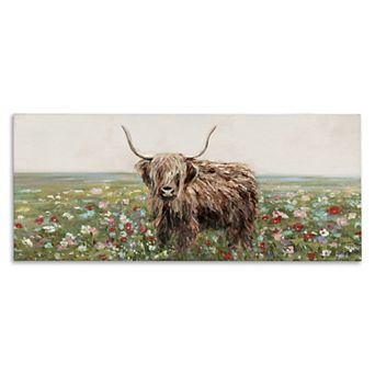 Stupell Home Decor Grazing In Poppy Field Highland Cow Canvas Wall Art