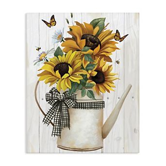 Stupell Home Decor Sunflower Trio In Watering Can Canvas Wall Art