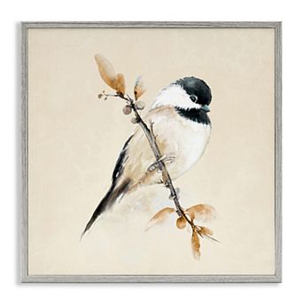 Stupell Home Decor Muted Watercolor Chickadee Framed Wall Art