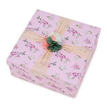 Elegant Rigid Present Gift Box with Printed Ribbon 1 pc