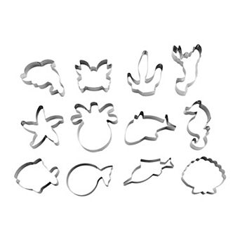 Stainless Steel Shaped Metal Cookie Cutters Set 12 pc Biscuit
