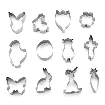 Stainless Steel Shaped Metal Cookie Cutters Set 12 pc Biscuit