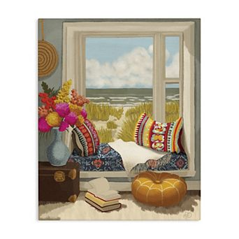 Stupell Home Decor Coastal Vacation Window Seat Canvas Wall Art