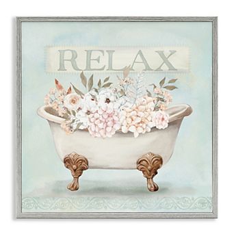 Stupell Home Decor Relax Floral Tub Framed Wall Art