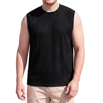 Men's Big & Tall Tank Top Wave Textured Sleeveless Summer