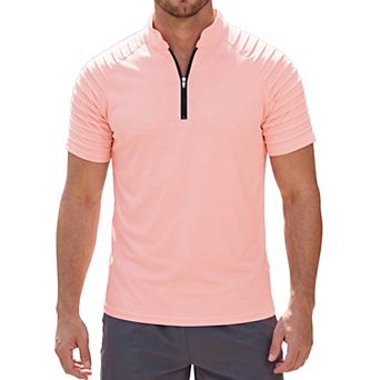 Men's T-Shirts Casual Stretch Zipper Pleated Raglan Sleeve