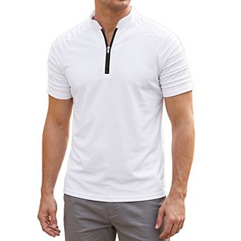 Men's T-Shirts Casual Stretch Zipper Pleated Raglan Sleeve