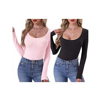 2 Packs Women's Thermal Shirts Base Layer Long Sleeve Underwear Fall Winter Pajama Tops Basic Shirt