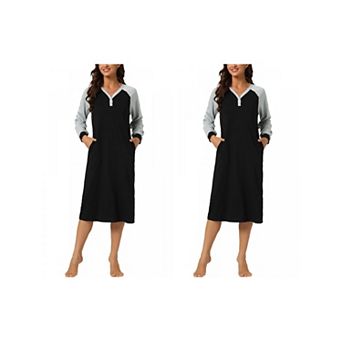 2 Packs Women's Pajamas Nightshirt Button Up Dress Lounge Nightgown