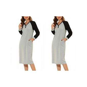 2 Packs Women's Pajamas Nightshirt Button Up Dress Lounge Nightgown