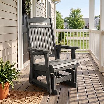 Poly Lumber HIPS Patio Glider for One Person with Cup Holders, High Backrest and Deep Contoured Seat
