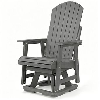 HIPS Swivel Patio Glider, Poly Lumber Weather Resistant Outdoor Chair, for Patio, Porch, Yard