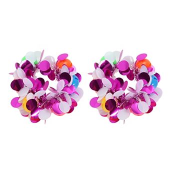2 pc Round Bell Cheerleader Poms Poms Wrist Flower