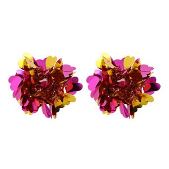 2 pc Heart Cheerleader Poms Poms Wrist Flower
