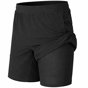 Jump Start Men's 2 in 1 Stretch Active Quick Dry Gym Running Shorts With Liner