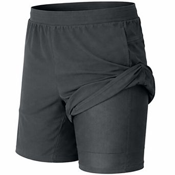 Jump Start Men's 2 in 1 Stretch Active Quick Dry Gym Running Shorts With Liner