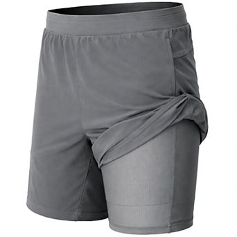 Jump Start Men's 2 in 1 Stretch Active Quick Dry Gym Running Shorts With Liner