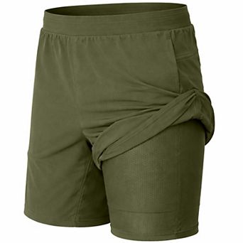 Jump Start Men's 2 in 1 Stretch Active Quick Dry Gym Running Shorts With Liner