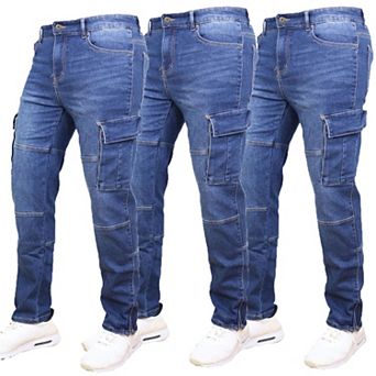 Blue Ice Men's Stretch Cargo Pocket Jeans-3 Pack
