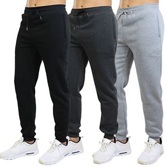 Blue Ice Men's Modern Fit Heavyweight Fleece Jogger Sweatpants With Zipper Side Pockets- 3 Pack