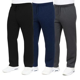 Blue Ice Men's Classic Heavyweight Fleece Sweatpants with Open Bottom - 3 Pack