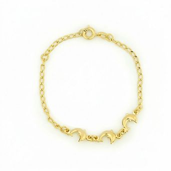 14k Brazilian Gold Filled Figaro Dolphin Bracelet 5''