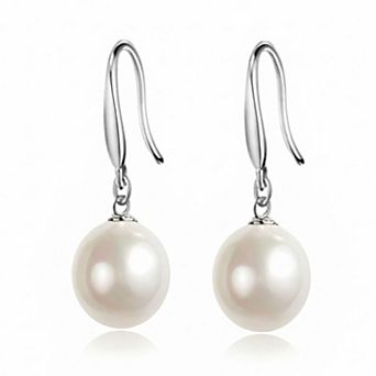 RMZ GOLD NYC Silver Hanging Pearl Earrings