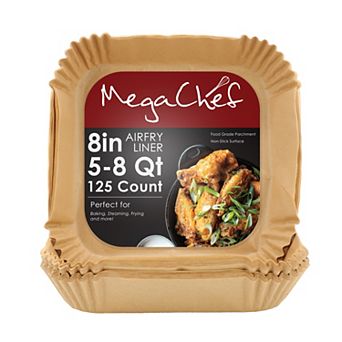 MegaChef Pro 125 pc 8 Inch 5-8-qt Square Air Fry Parchment Paper Liners