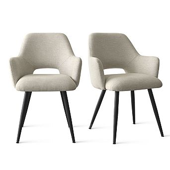 Set of 2 Upholstered Dining Chairs with Arms