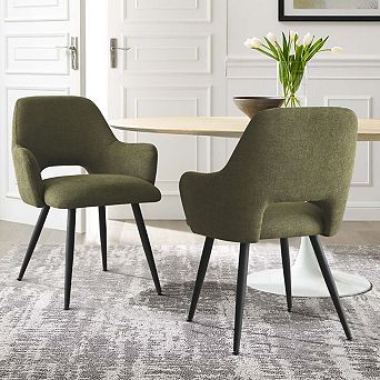 Set of 2 Upholstered Dining Chairs with Arms