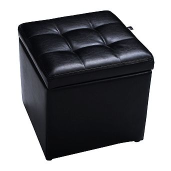 Costway 16'' Cube Ottoman Pouffe Storage Box Lounge Seat Footstools with Hinge Top