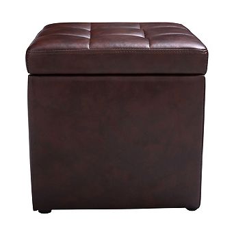 Costway 16'' Cube Ottoman Pouffe Storage Box Lounge Seat Footstools with Hinge Top