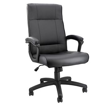 Elama High Back Adjustable Faux Leather Office Chair in Black