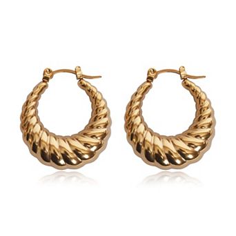 Jewels by Sunaina Starla Rope Twist Hoop Earrings for Women, 18K Gold Plated Stainless Steel