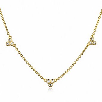 Jewels by Sunaina ROXANA Necklace 14K Gold Plated Brass with Sparkling Zircon Flower Design