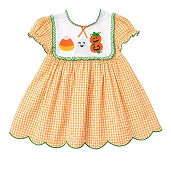 Toddler Girls Embroidered Fall Halloween Dress