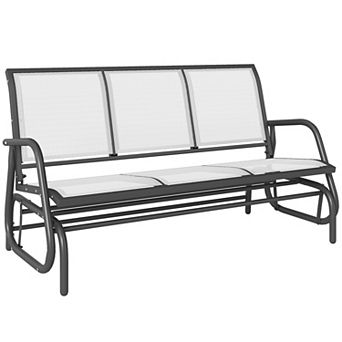 3 Person Outdoor Patio Glider Bench with Breathable Mesh Seat and Powder Coated Metal Frame