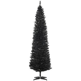 7 Foot Slim Black Pencil Christmas Tree with 499 Lifelike Tips and Twist Off Stand