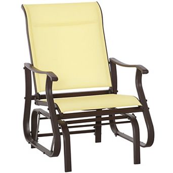Outdoor Glider Rocking Chair with Steel Frame and Cooling Mesh Fabric for Garden and Porch