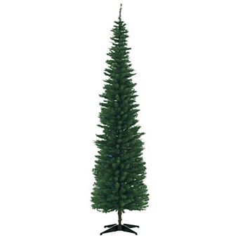 Tall 7 Foot Unlit Pencil Christmas Tree with 499 Branch Tips and Detachable Plastic Base