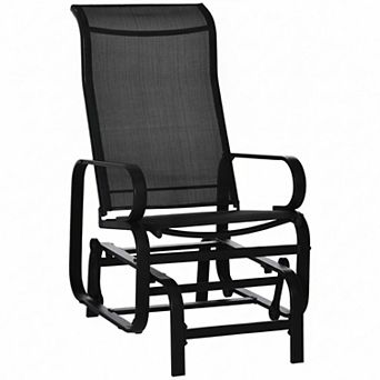 Outdoor Patio Sling Glider Rocker Chair with Ergonomic High Back and Smooth Rocking Arms