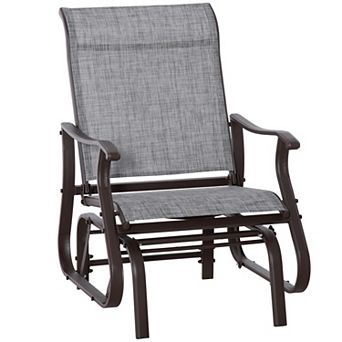 Outdoor Glider Chair with Steel Frame and Breathable Mesh Seat for Patio Backyard and Porch