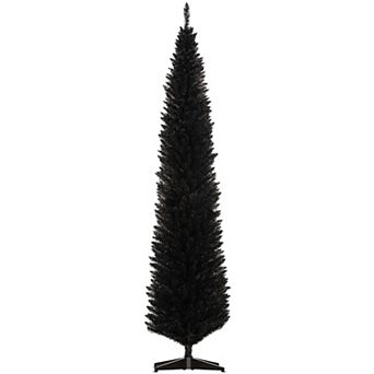 8 Foot Unlit Pencil Artificial Christmas Tree with 618 Branch Tips and Detachable Plastic Base