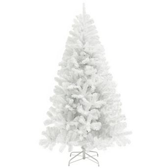 9 Foot Unlit White Artificial Christmas Tree with 2132 Branch Tips and Hinged Metal Stand