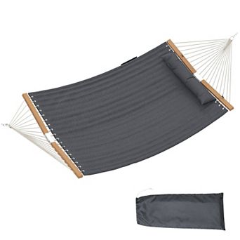 2 Person Outdoor Hammock with Quilted Padding Removable Pillow and 440 Pound Capacity for Yard