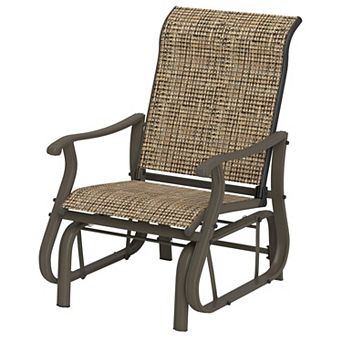 Outdoor Glider Chair with Breathable Mesh Seat and Steel Frame for Porch Garden and Backyard