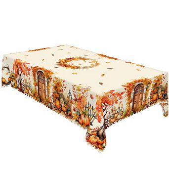 Fall Pumpkin Print Tablecloth,Autumn Tablecloth,Washable Reusable Tablecloth Cover, Fall Home Decor